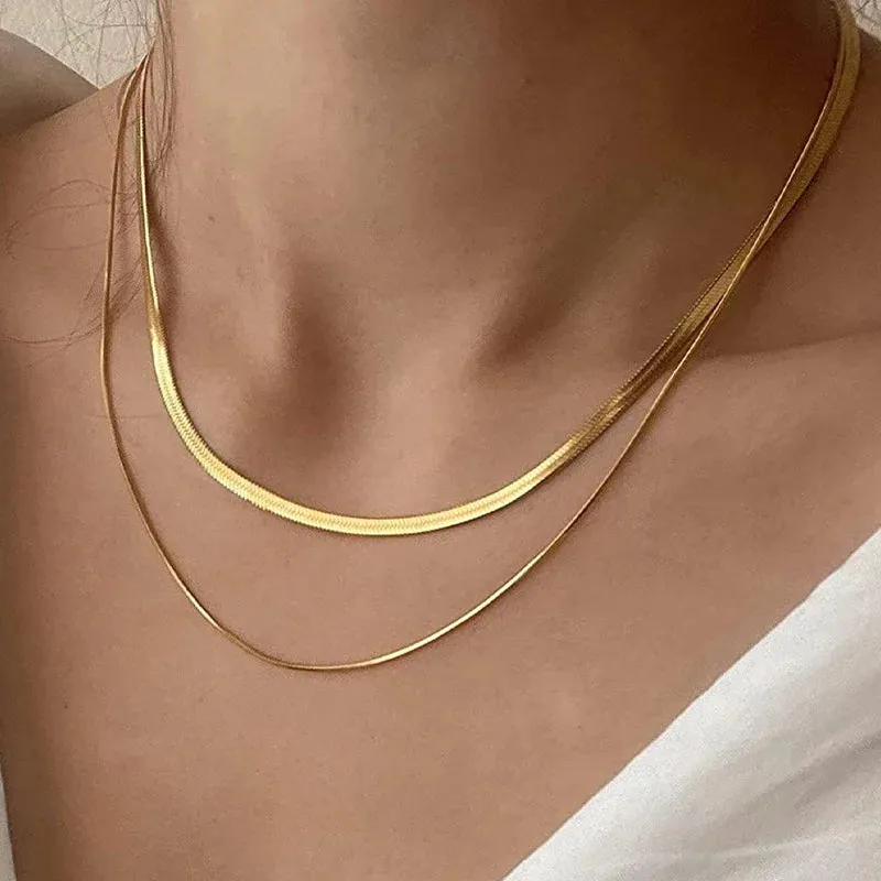 Creative V-shaped Necklace For Women Flat Snake Chain Choker Fashion Blade Chains Neck Accessories Jewelry Gift