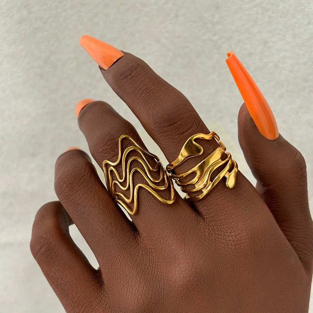 cross-border simple irregular lava opening smooth Ring set JLTR0510