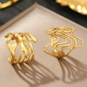 cross-border simple irregular lava opening smooth Ring set JLTR0510