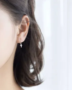 Cross Pendant Huggie Earrings