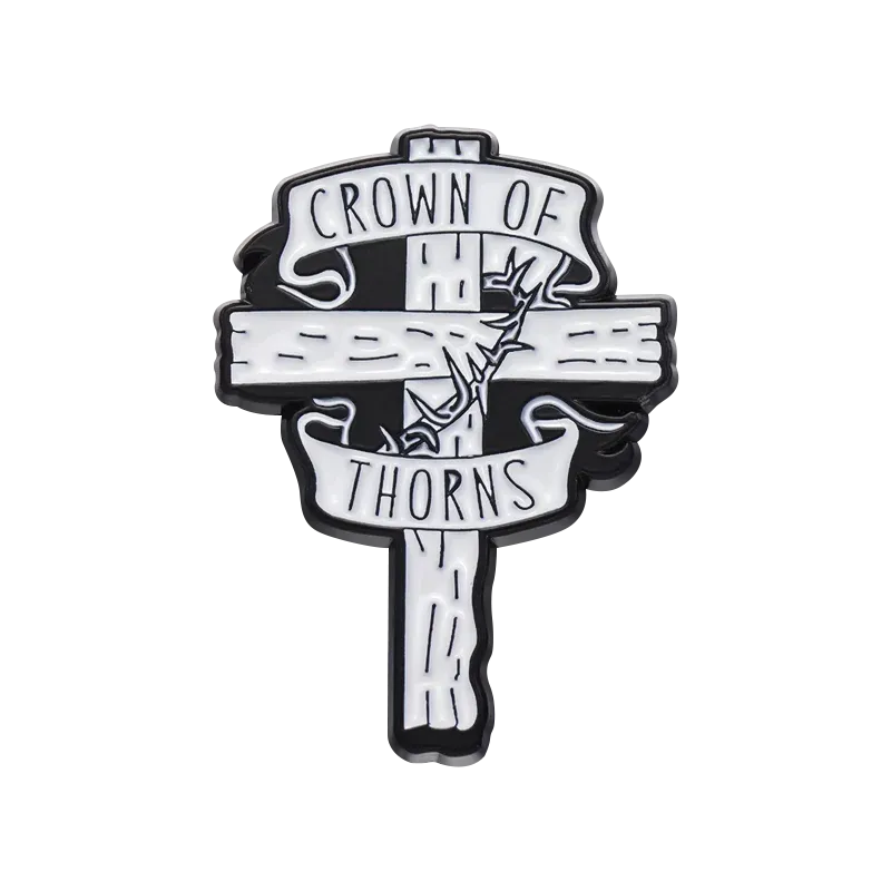 Crown Of Thorns Enamel Pin Custom Jesus Cross Religious Belief Brooches Lapel Badges Christianity Easter Jewelry Gift For Friend