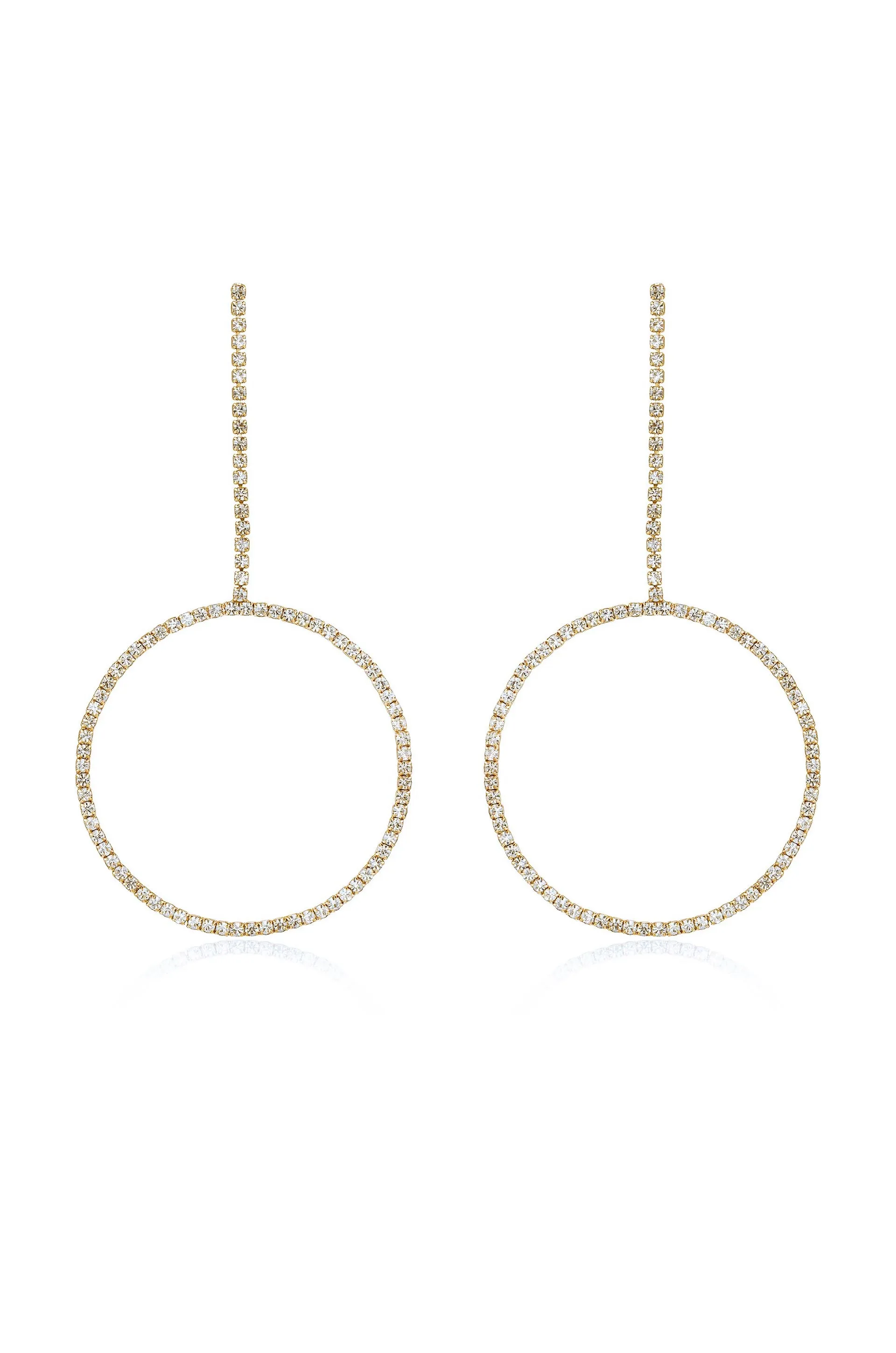 Crystal & 18k Gold Plated Linear Circle Drop Earrings