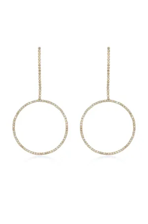 Crystal & 18k Gold Plated Linear Circle Drop Earrings