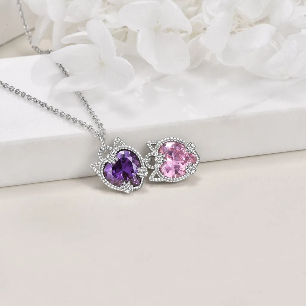 Crystal Cat Charm Necklace | Cat Necklace