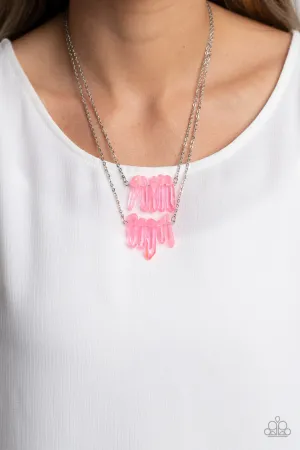 Crystal Catwalk - Pink - Tiered Stone Paparazzi Short Necklace