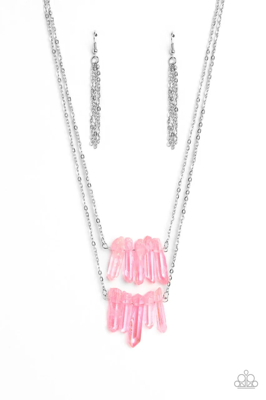 Crystal Catwalk - Pink - Tiered Stone Paparazzi Short Necklace