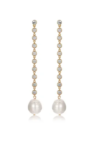 Crystal Chain Pearl Drop Earrings