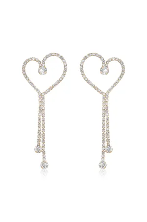 Crystal Heart Linear Drop Earrings
