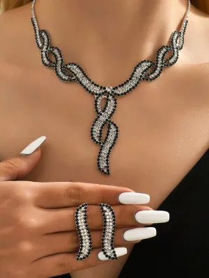 Crystal Leaf Cluster Flower Decor Jewelry Sets