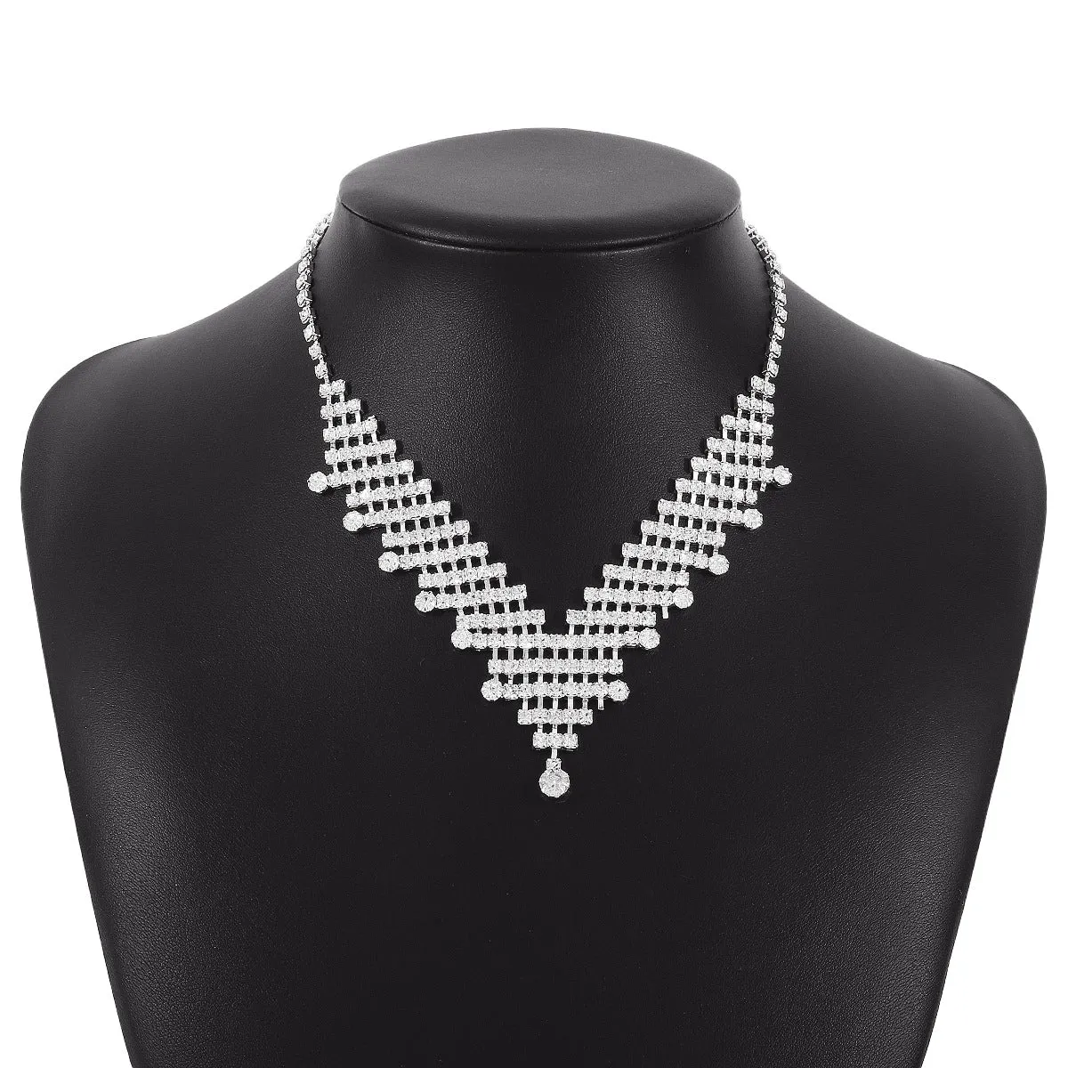 Cubic Zirconia & Silver-Plated V Lariat Necklace