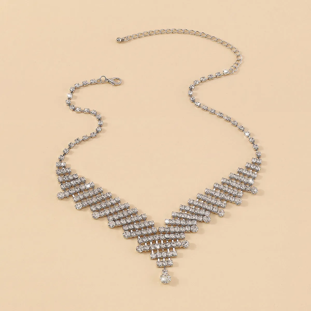 Cubic Zirconia & Silver-Plated V Lariat Necklace