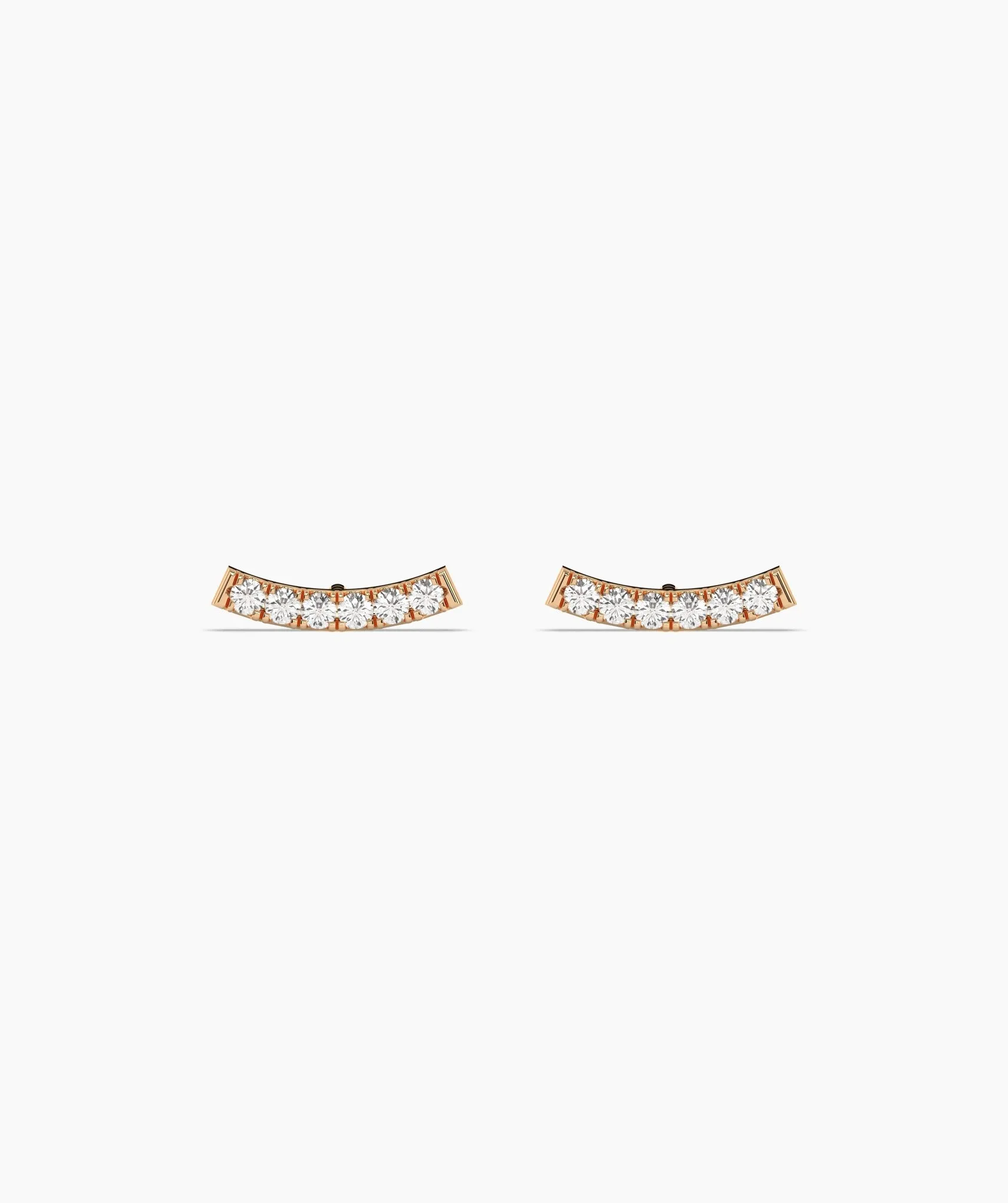 Curved Diamond Bar Stud Earrings