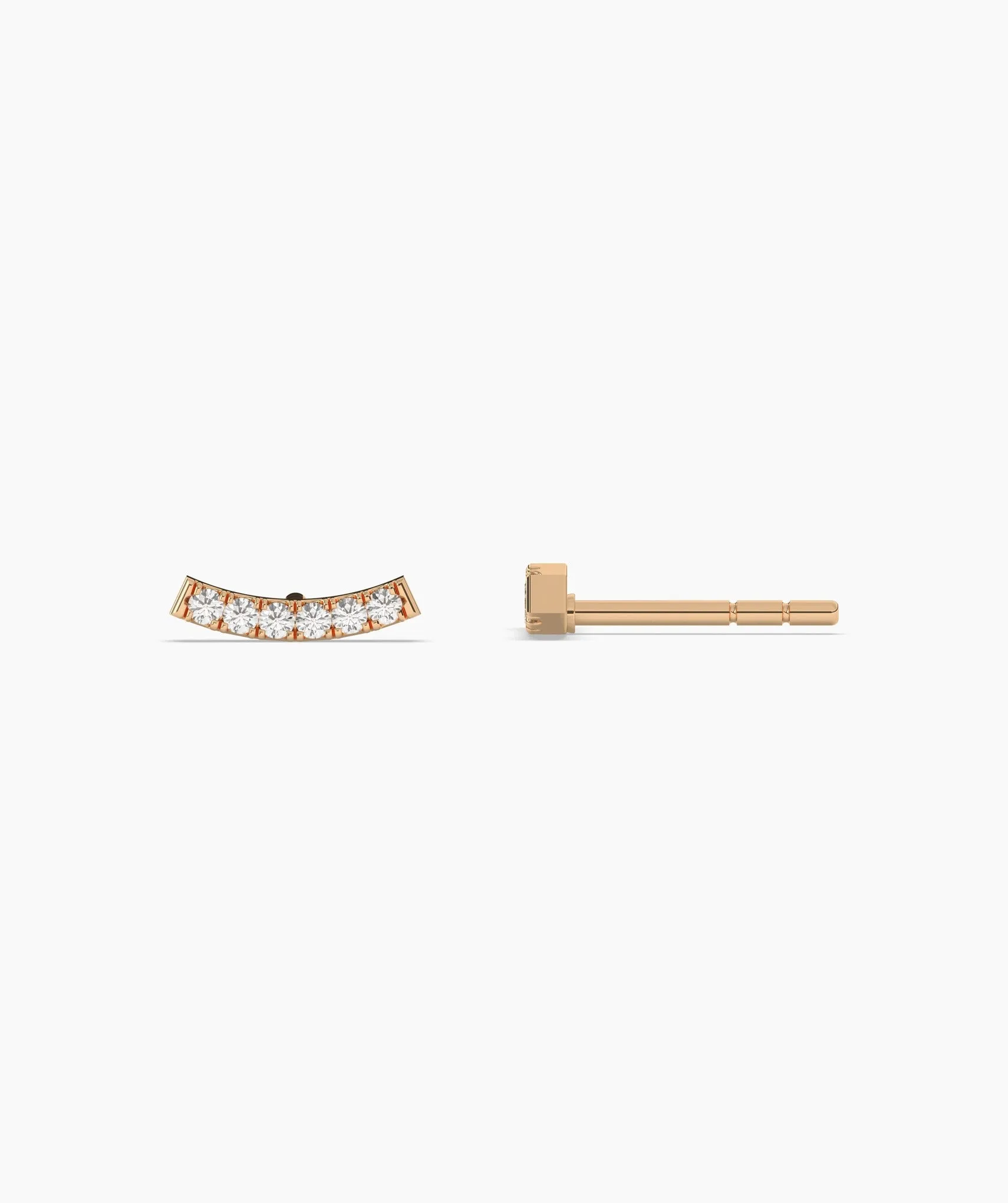 Curved Diamond Bar Stud Earrings