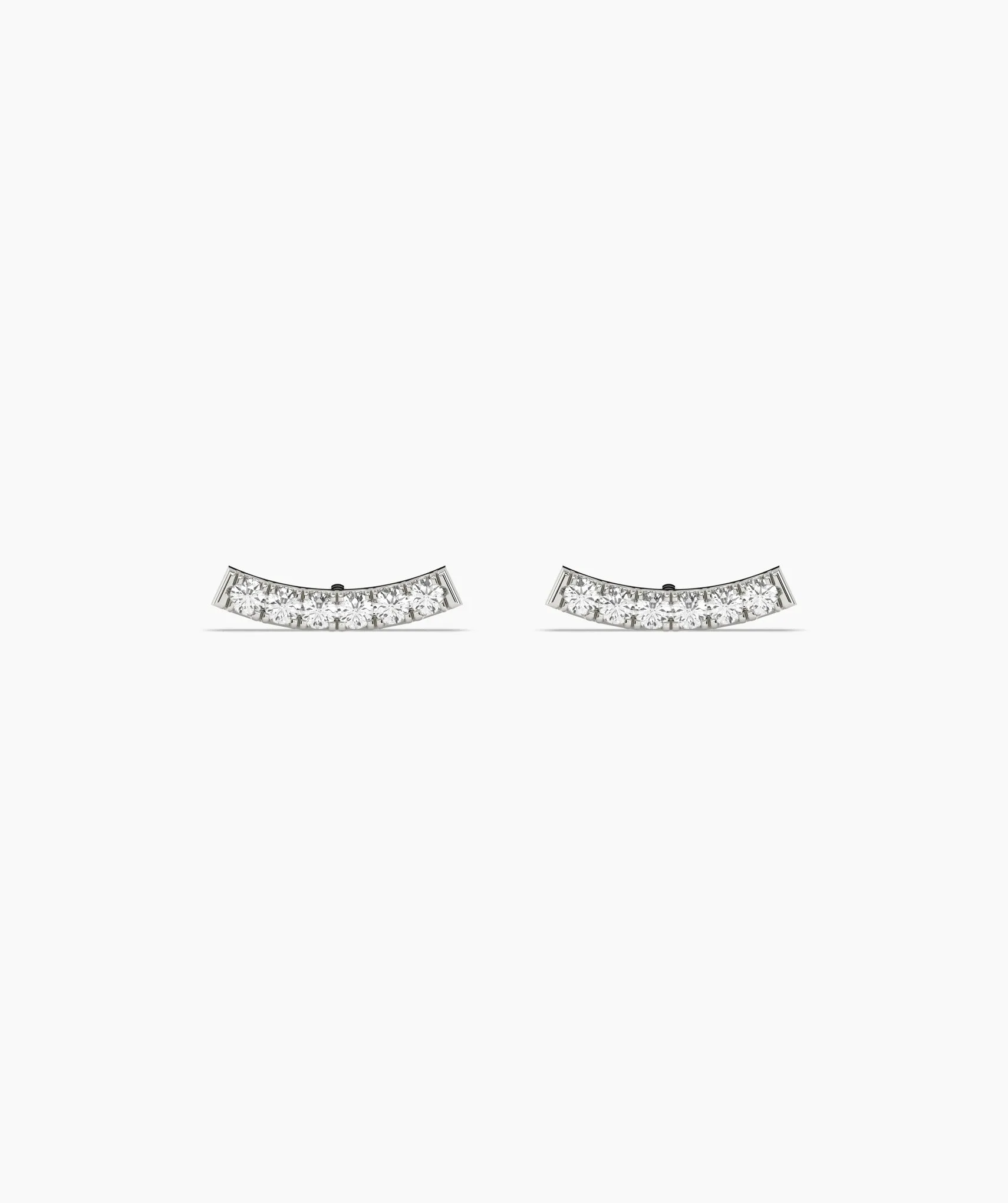 Curved Diamond Bar Stud Earrings