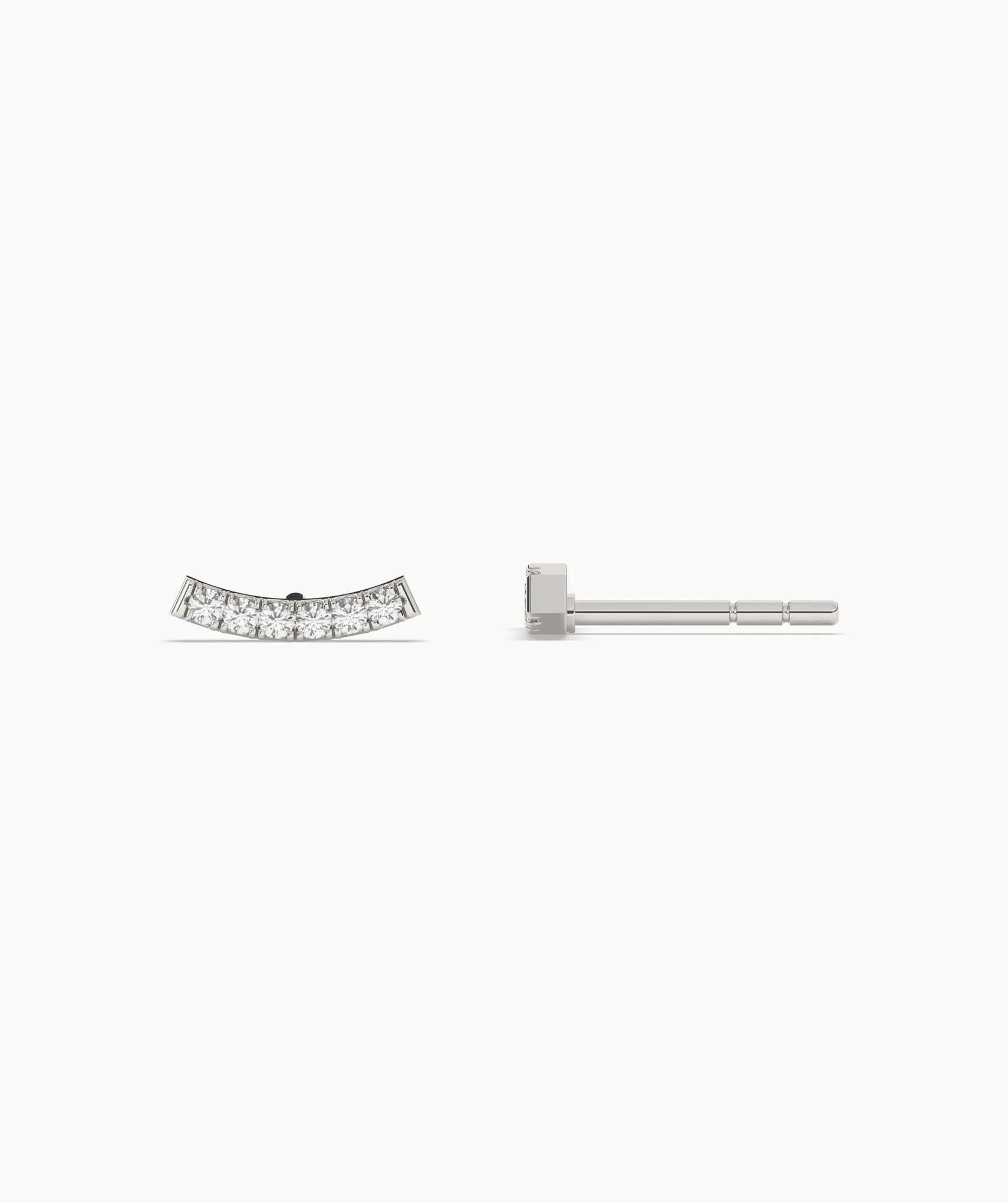 Curved Diamond Bar Stud Earrings