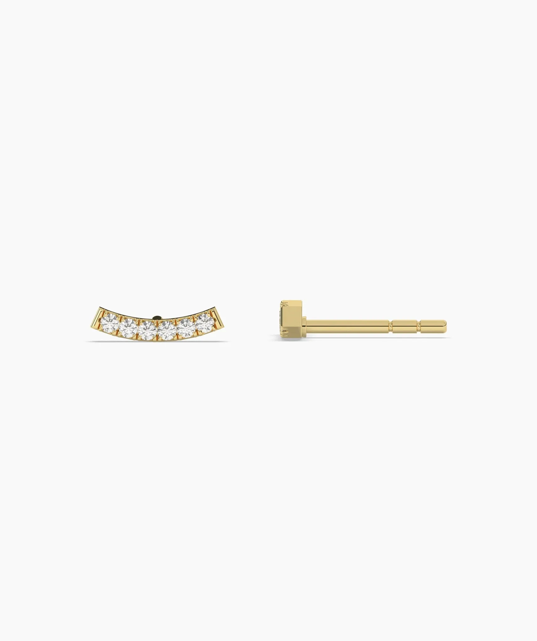 Curved Diamond Bar Stud Earrings