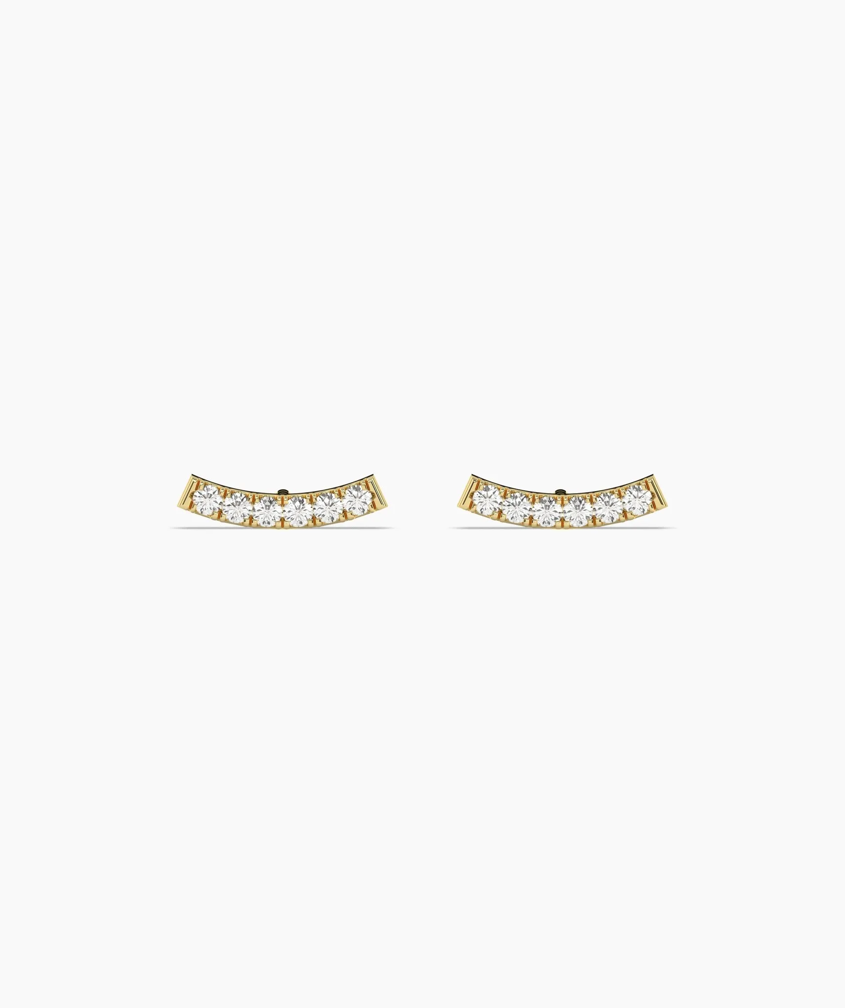 Curved Diamond Bar Stud Earrings