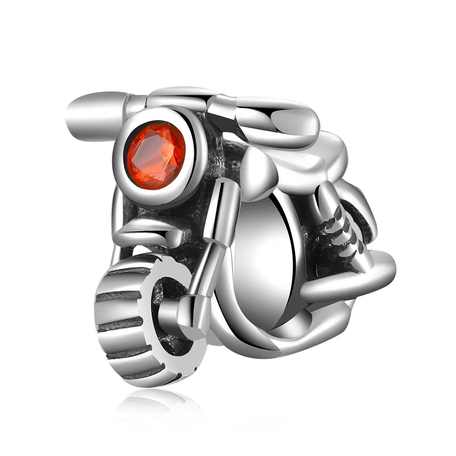 Cycolinks 925 Sterling Silver Motorbike Gem Charm