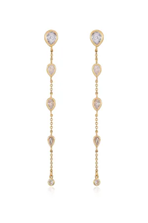 Dainty Bezel Crystal Dangle Earrings