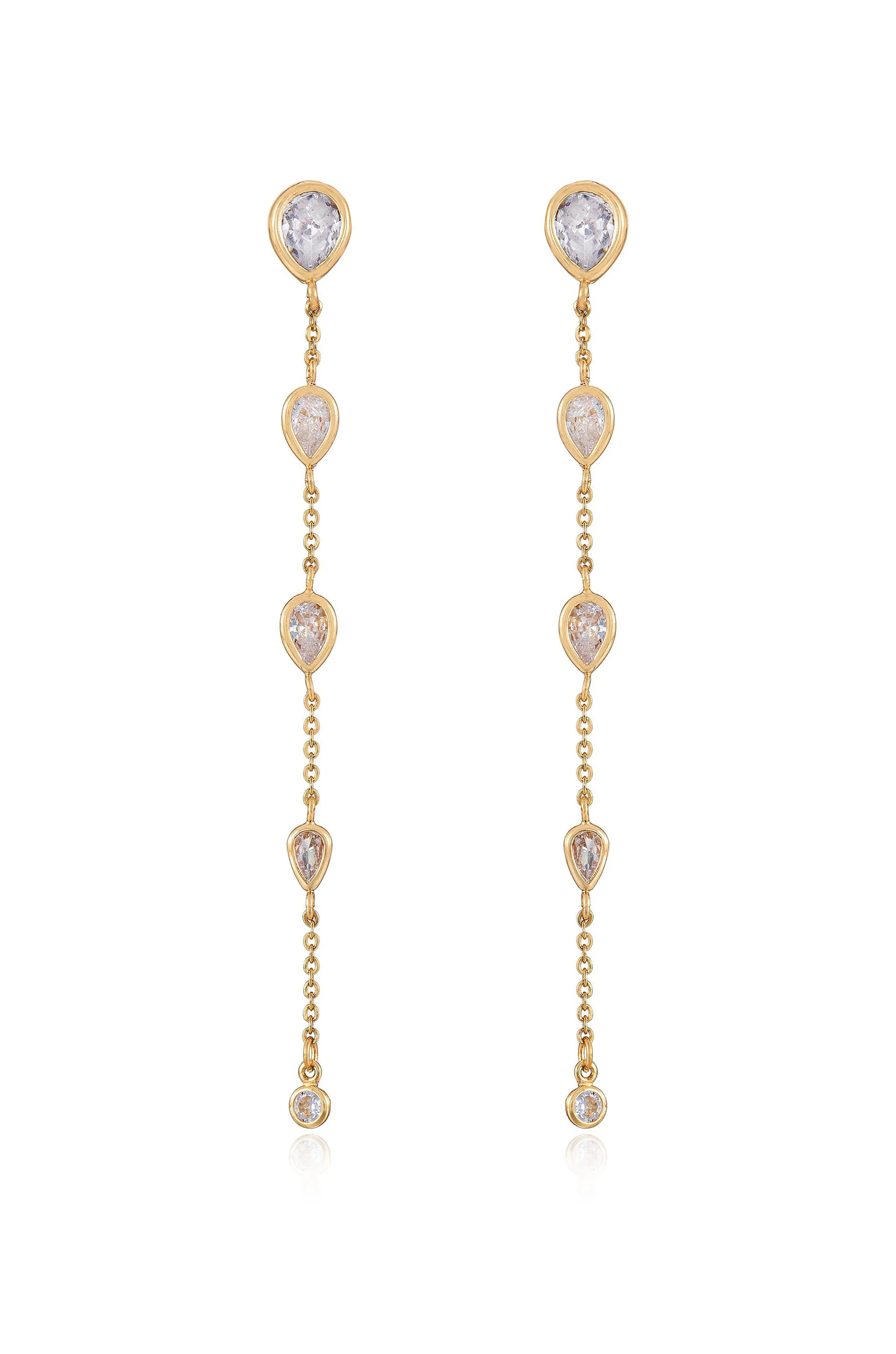 Dainty Bezel Crystal Dangle Earrings