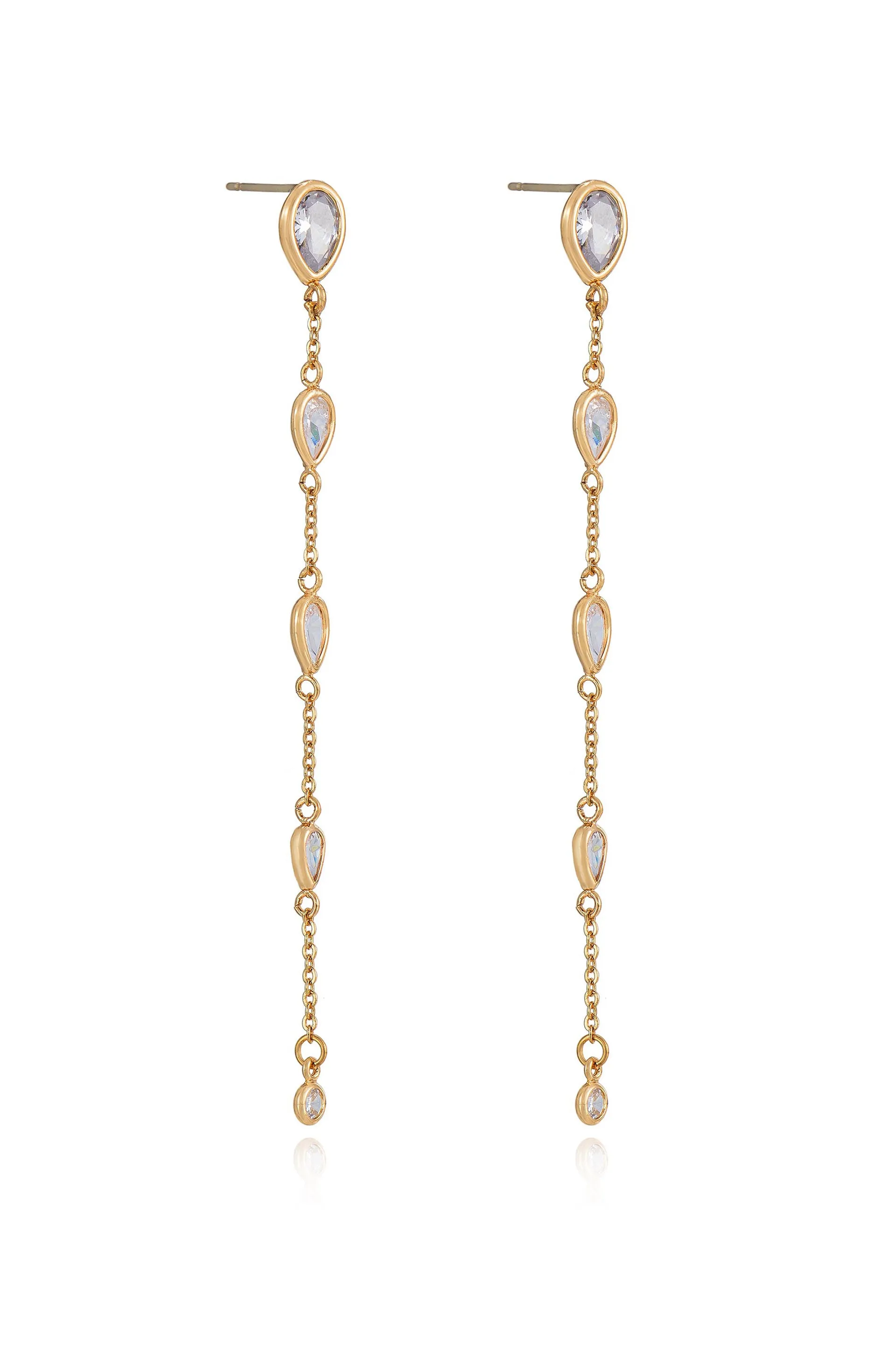 Dainty Bezel Crystal Dangle Earrings
