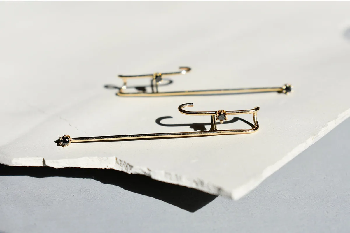Dama Diamond Drama Gold  Suspender  Earrings