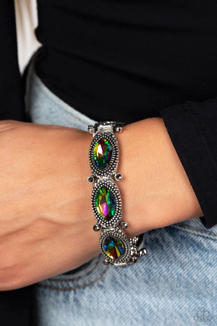 Dancing Diva - Multi - Oil Spill Marquise Cut Gem Paparazzi Stretchy Bracelet