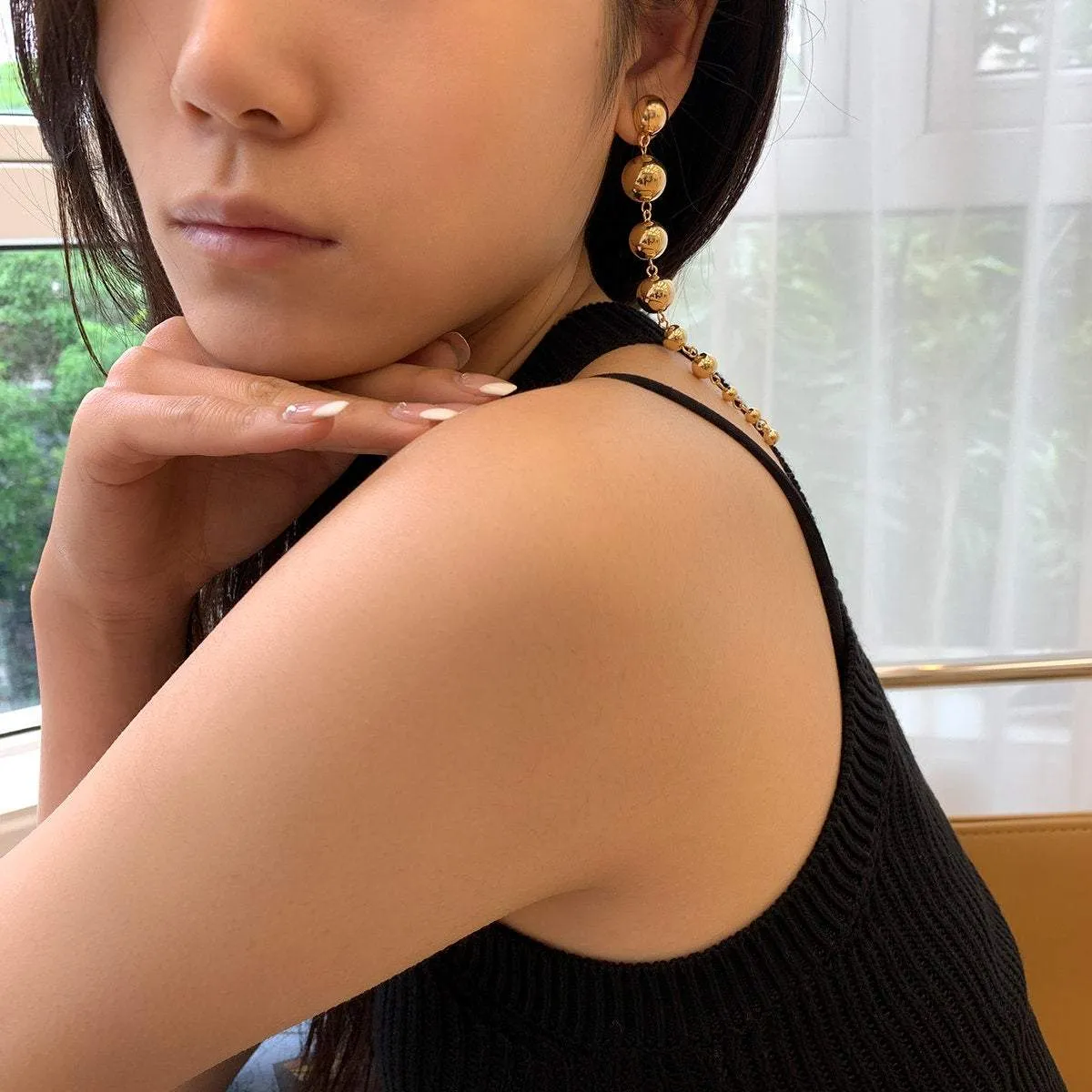 Dangling Steel Ball Chain Earrings
