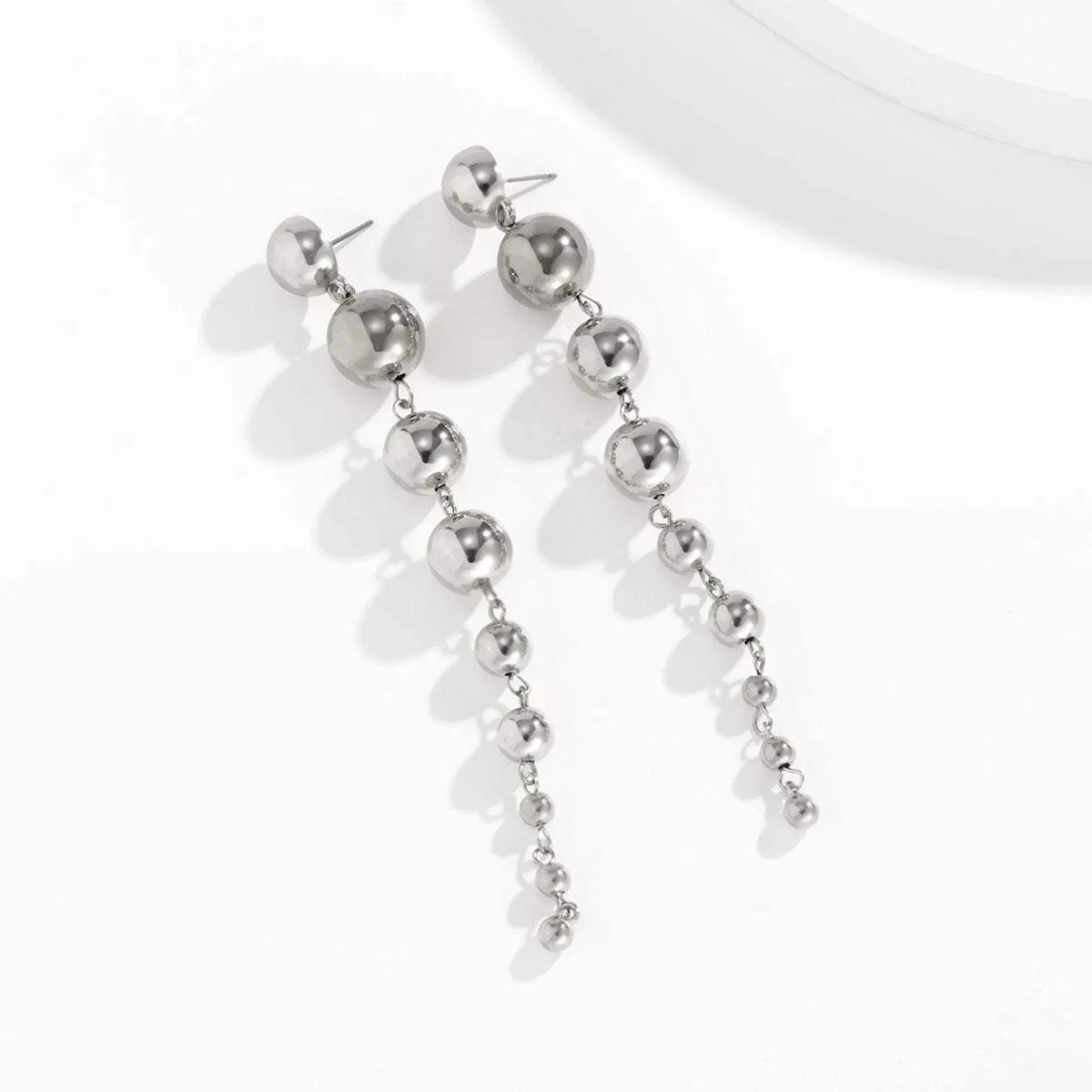 Dangling Steel Ball Chain Earrings