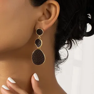 Dark Brown Polystyrene & 18K Gold-Plated Oval Drop Earrings
