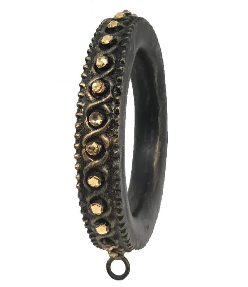 Decorative Drapery Ring with Crystals for 2" Wood Pole