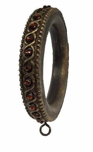 Decorative Drapery Ring with Crystals for 2" Wood Pole