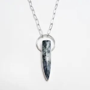Dendritic Agate Warrior Necklace in Sterling Silver