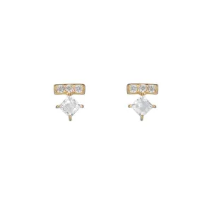 Denver Pave Bar and Princess Gemstone Stud Earrings
