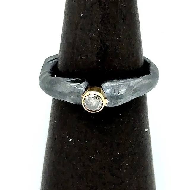 Devotion Ring in Oxidized Silver with Salt & Pepper Diamond