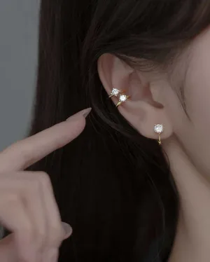 Diamond Charm Ear Cuffs and Huggie Earrings