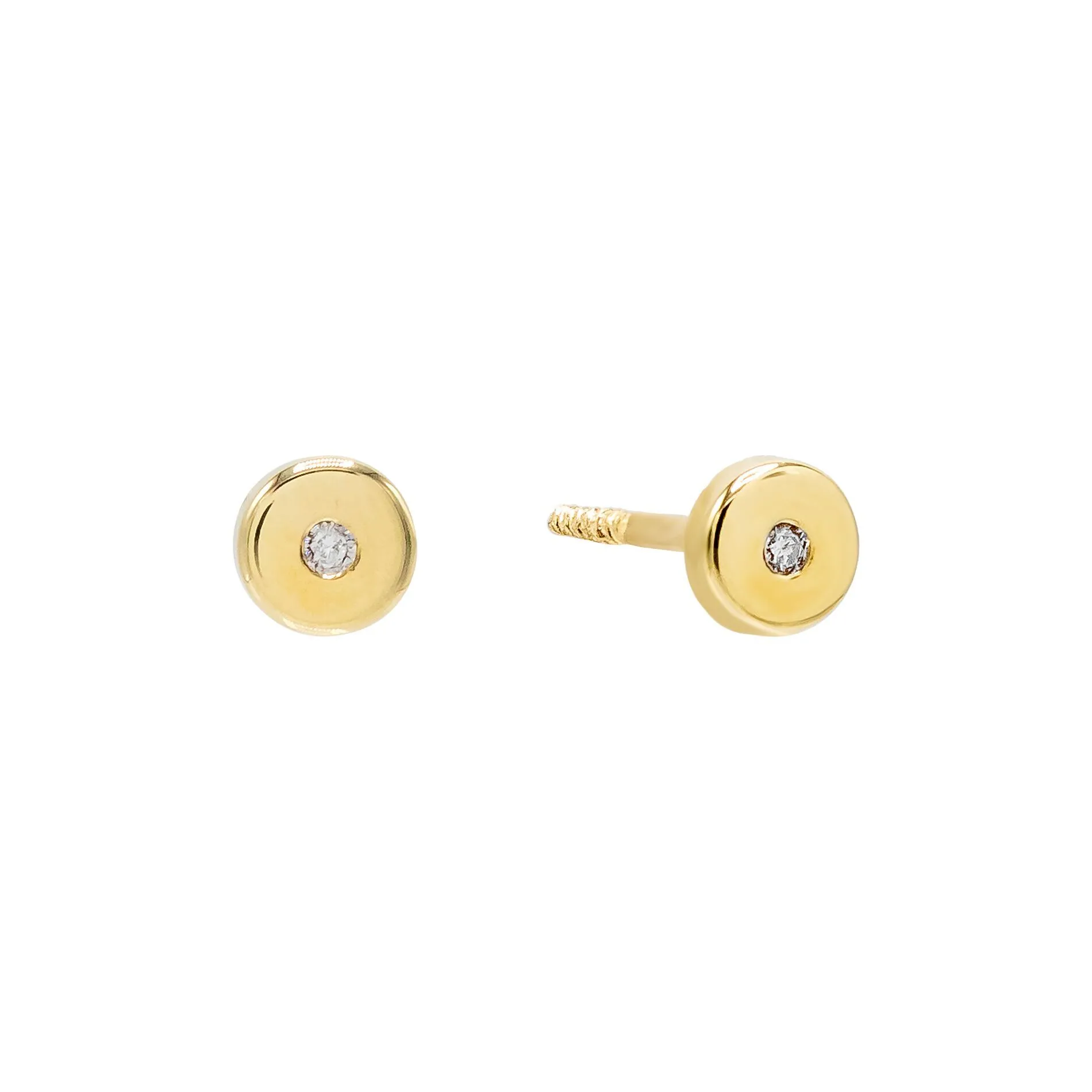 Diamond Circle Stud Earring 14K