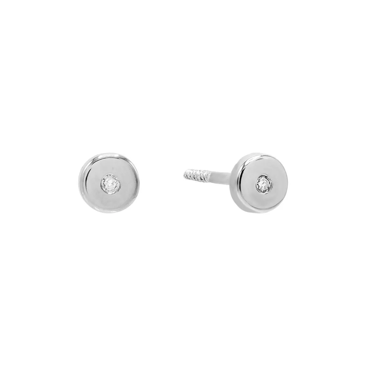 Diamond Circle Stud Earring 14K