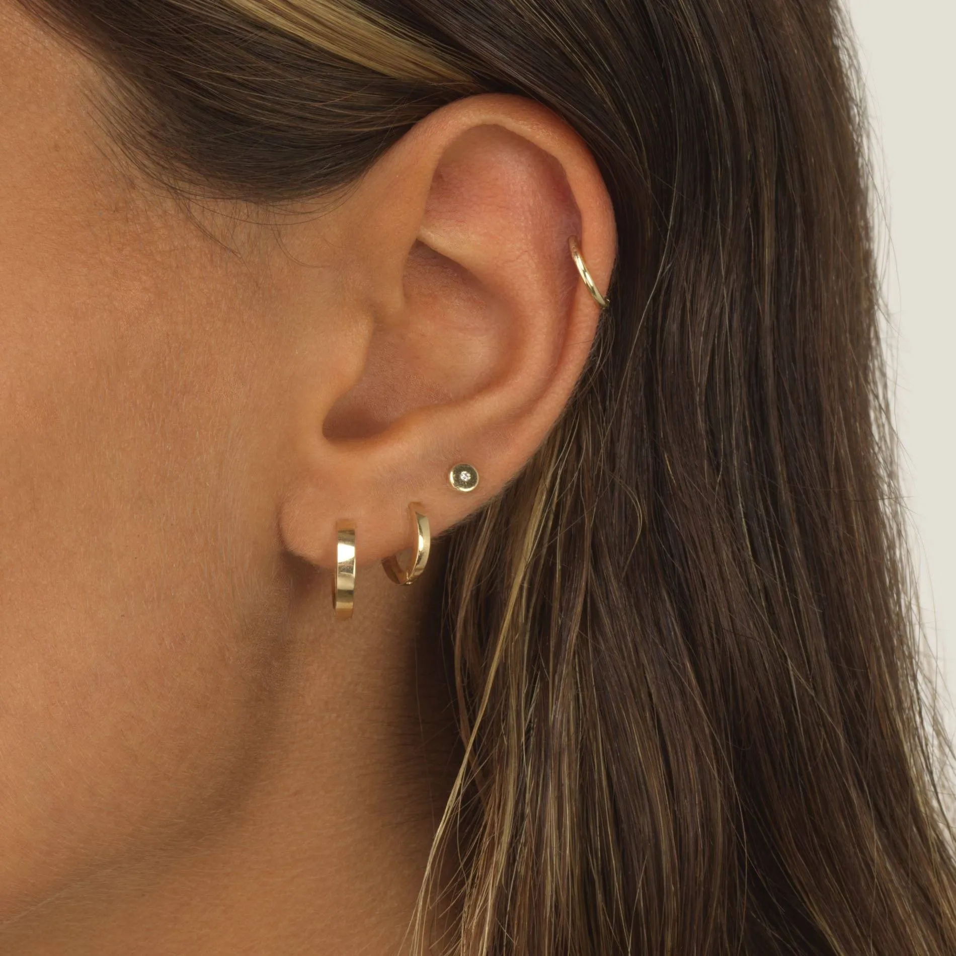 Diamond Circle Stud Earring 14K