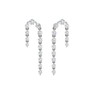 Diamond Double Linear Drop Earrings