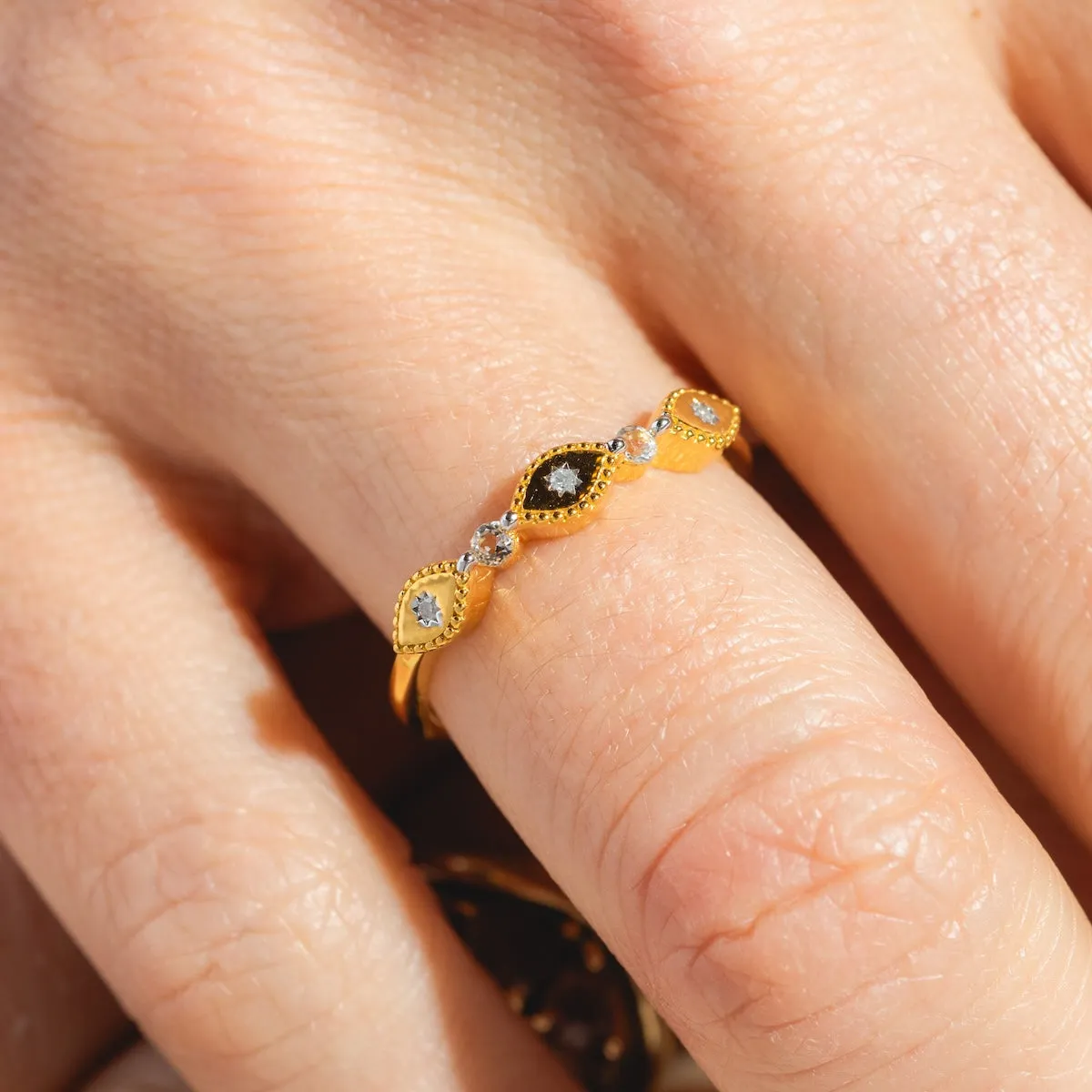 Diamond Evil Eye Stacking Ring
