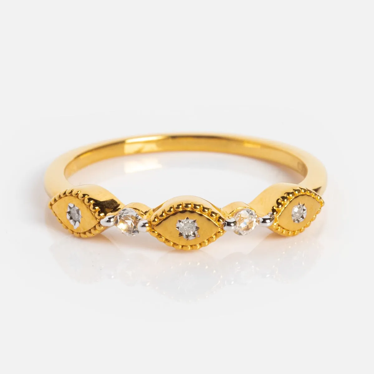 Diamond Evil Eye Stacking Ring