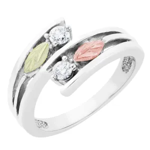 Diamond Foliage - Sterling Silver Black Hills Gold Ring