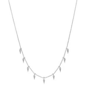 Diamond Icicle Drop Charm Pendant Necklace in Sterling Silver (1/10ctw)
