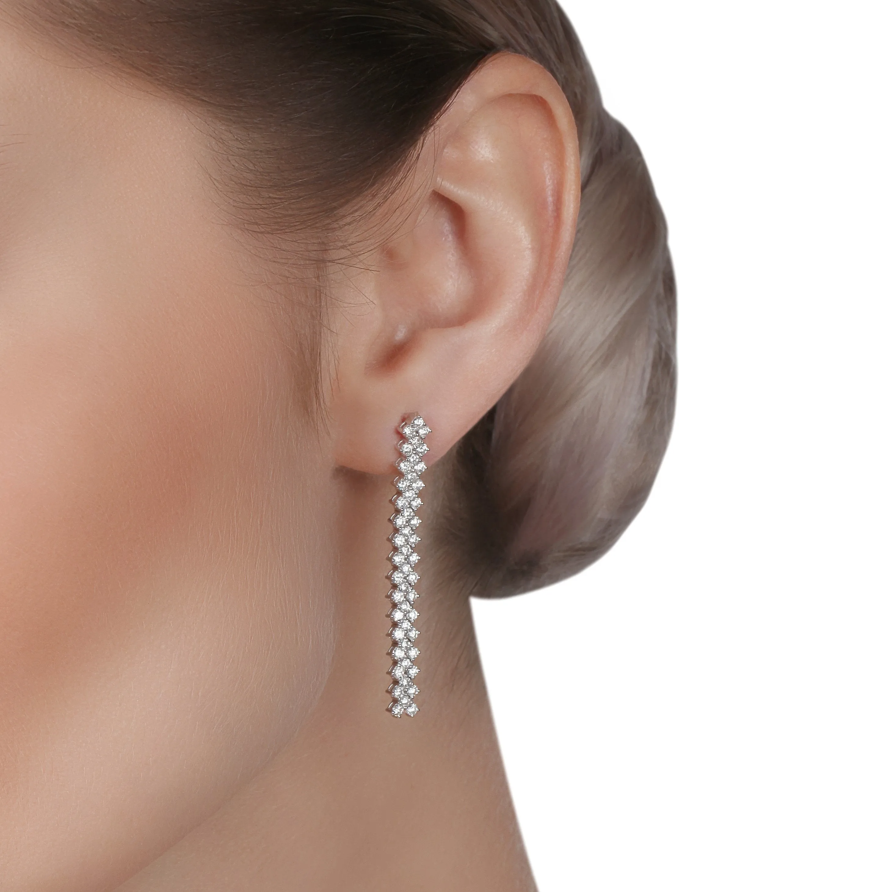 Diamond Linear Drop Earrings