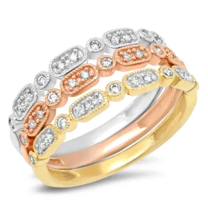 Diamond Rectangle Circle Stackable 3 Band Set