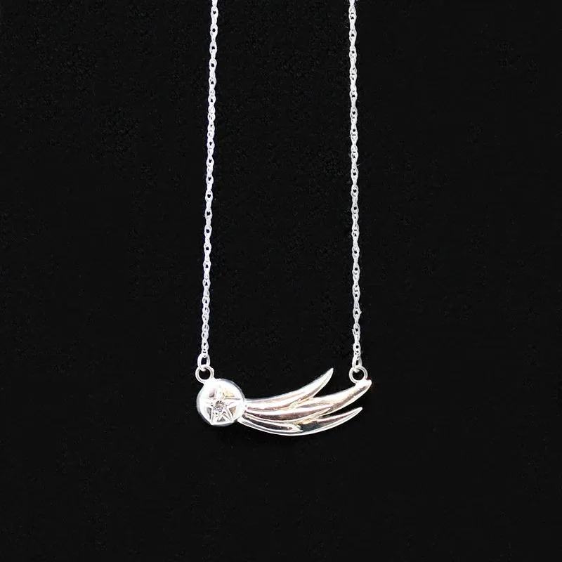 Diamond Set Comet Necklace in White Gold by 720