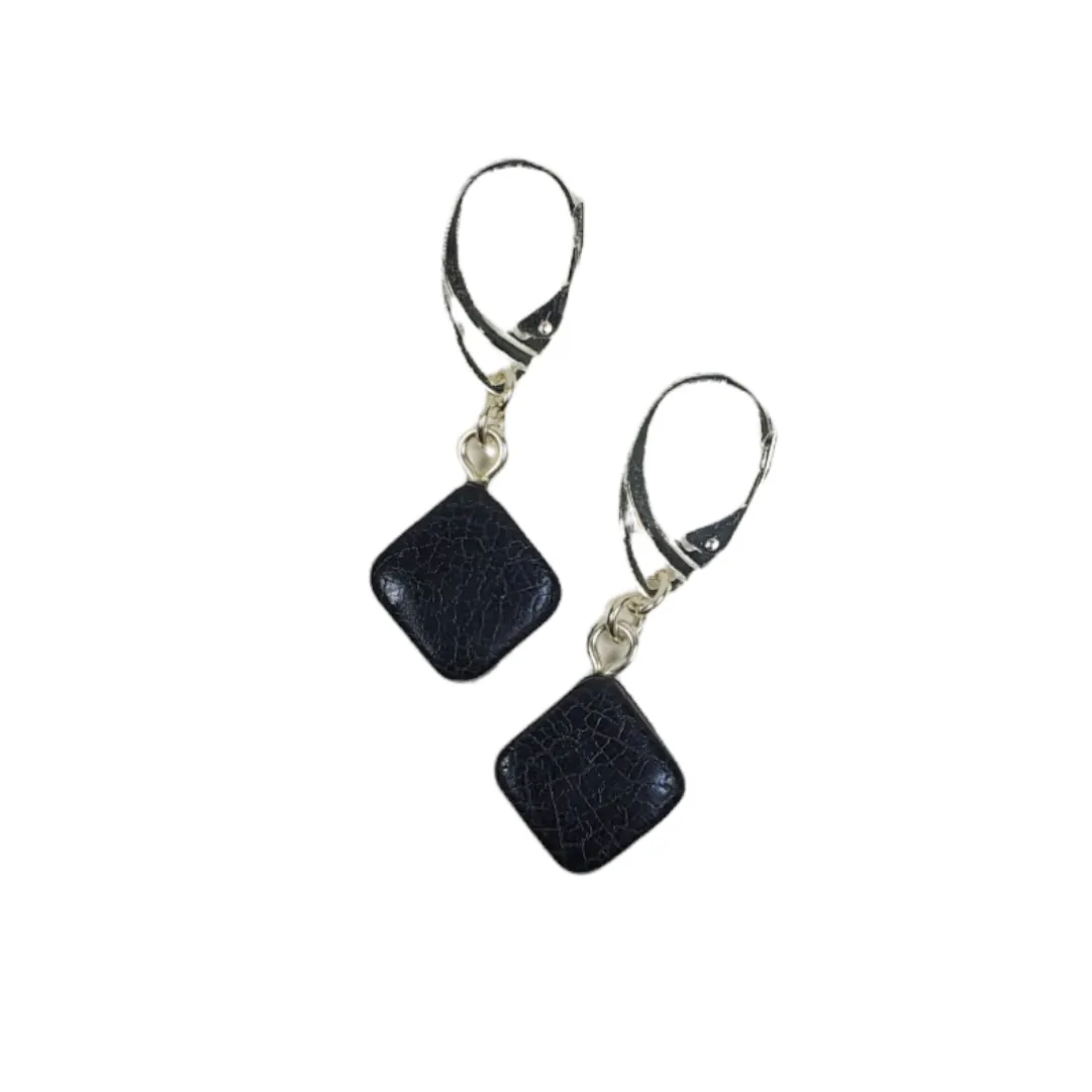 Diamond Square Dangle Earring - Black