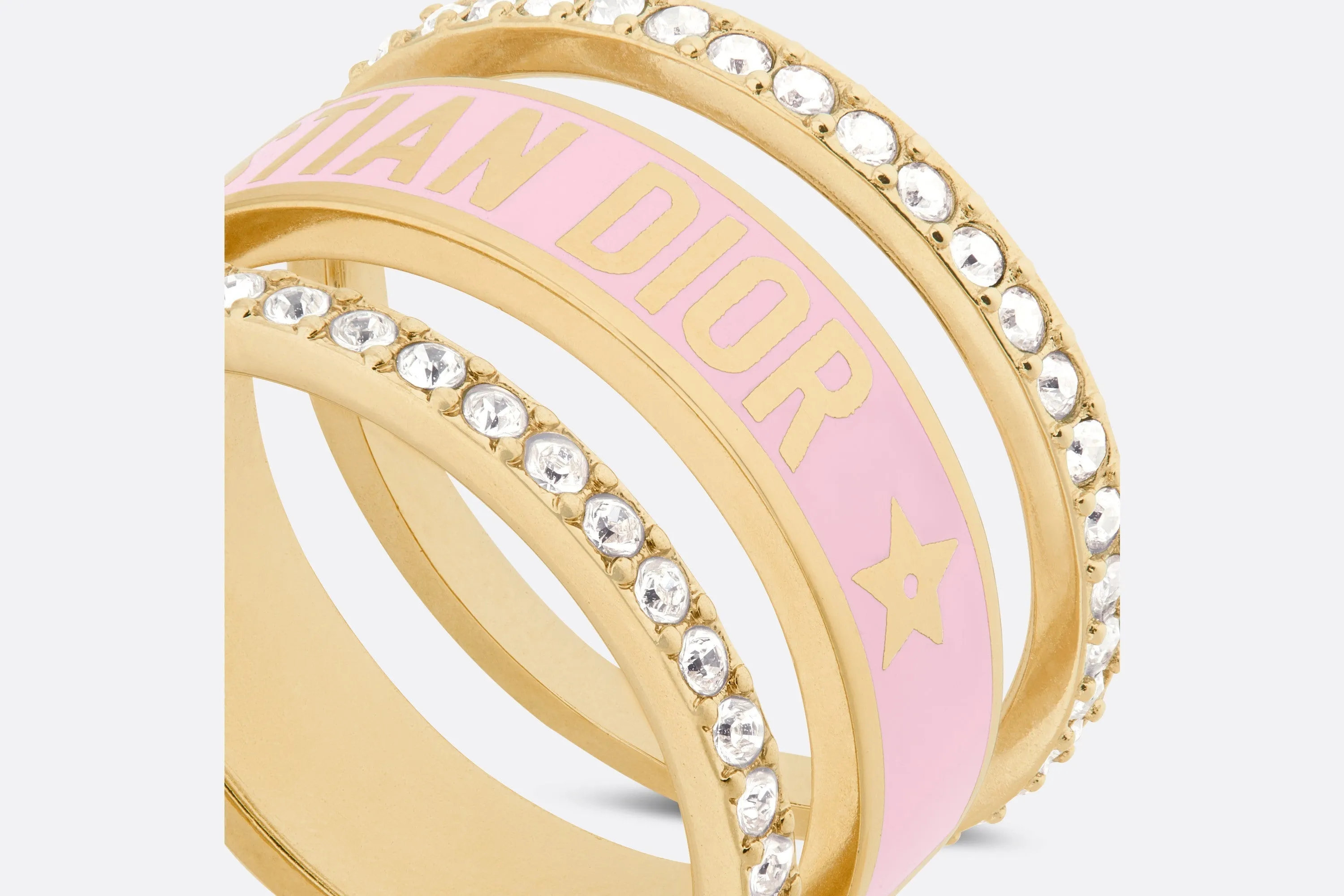Dior Code Ring Set • Gold-Finish Metal, Silver-Tone Crystals and Melocoton Pink Lacquer