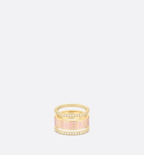 Dior Code Ring Set • Gold-Finish Metal, Silver-Tone Crystals and Melocoton Pink Lacquer